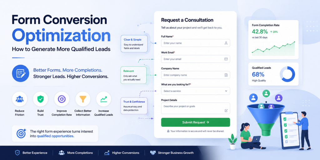 Form conversion optimization showing a website lead form designed to increase qualified leads