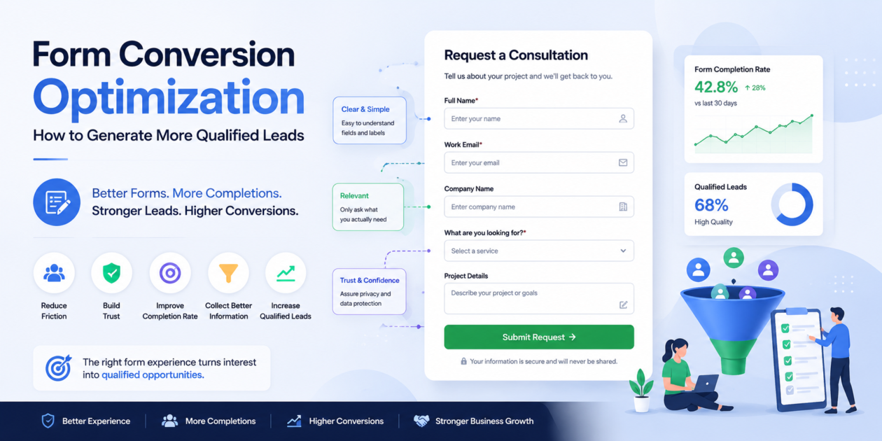 Form conversion optimization showing a website lead form designed to increase qualified leads