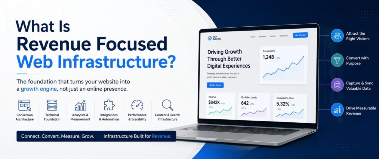Revenue focused web infrastructure connecting website technology, conversion, analytics, and revenue