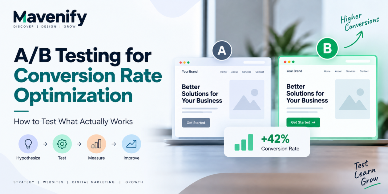 A/B testing for conversion rate optimization comparing two website versions to improve conversions