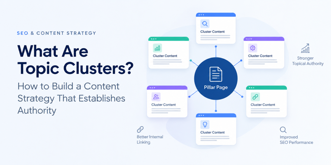 Topic clusters showing pillar content and connected cluster content for SEO