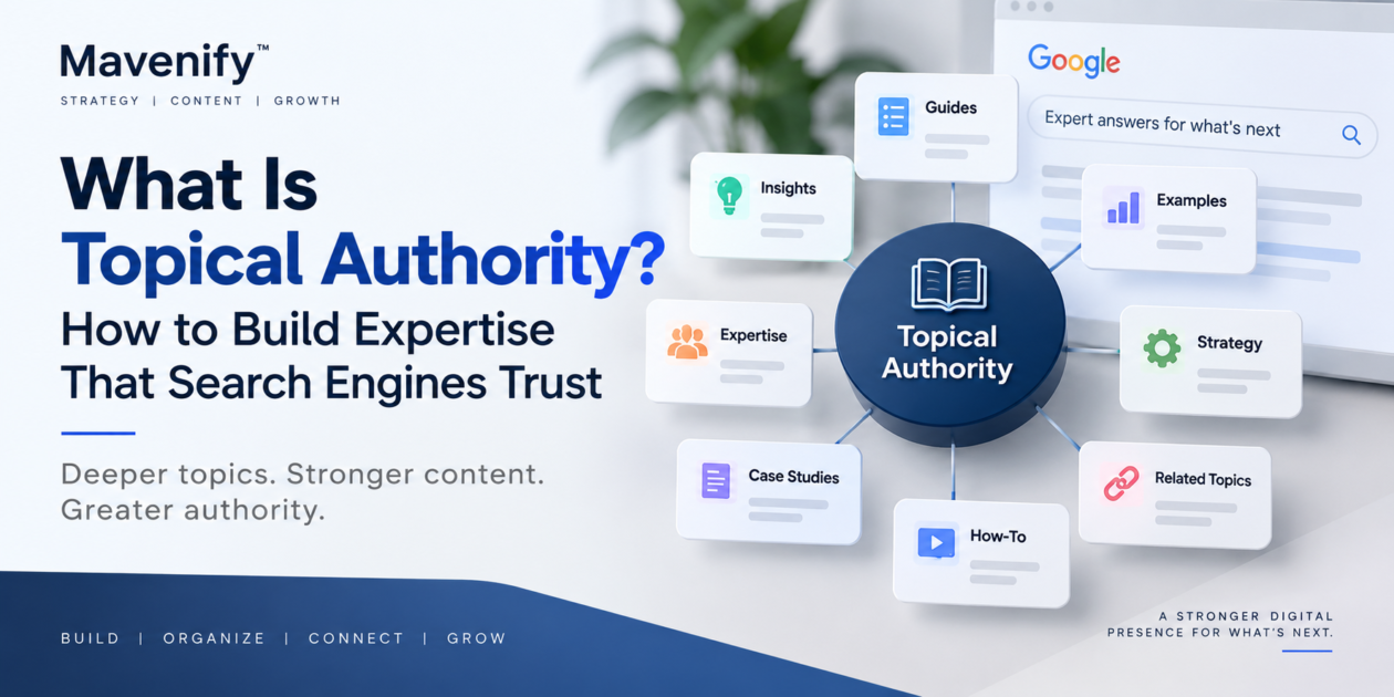 Topical authority showing connected content and expertise for SEO